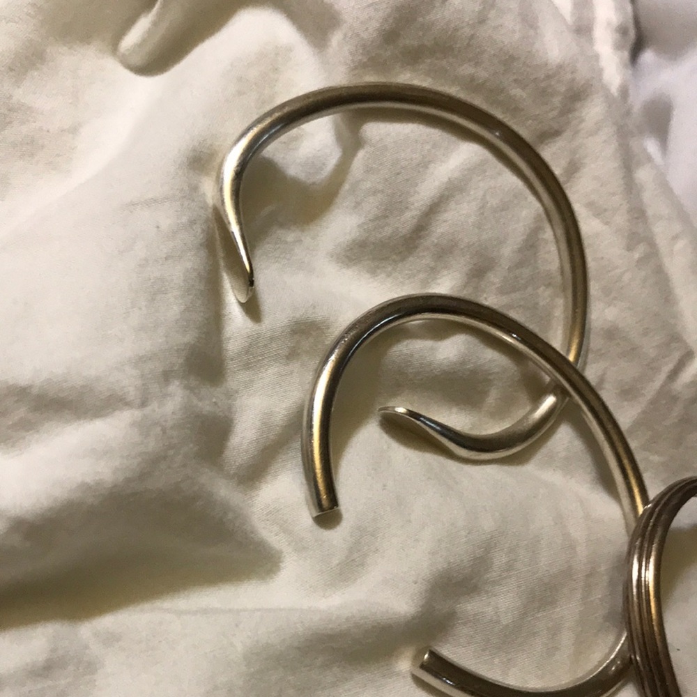 3 Sterling Silver Cuffs & 1 SS and Copper Cuff
